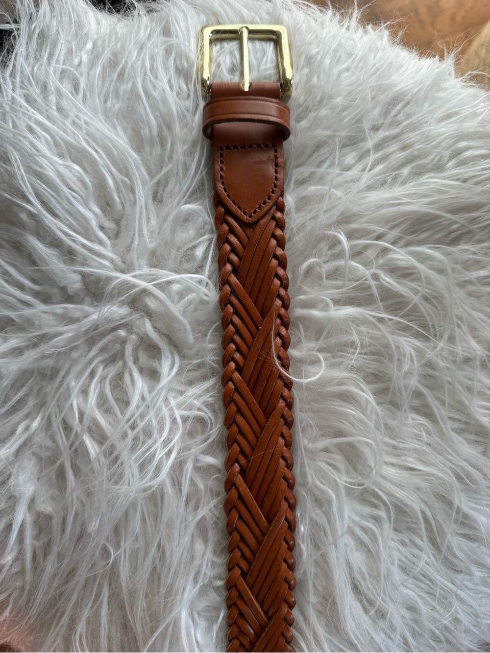 J. Crew Braided Leather Belt in Saddle with Brass Buckle - Picture 4 of 7
